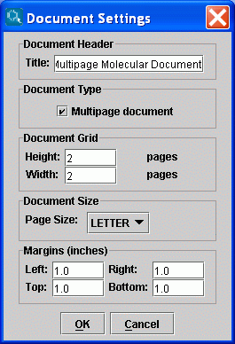 document settings dialog