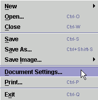 document settings from menu
